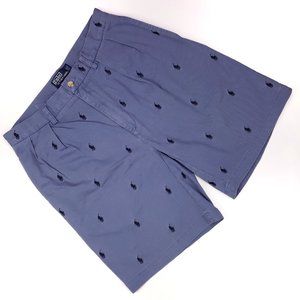Polo Ralph Lauren Embroidered Shorts 33 Blue Pony